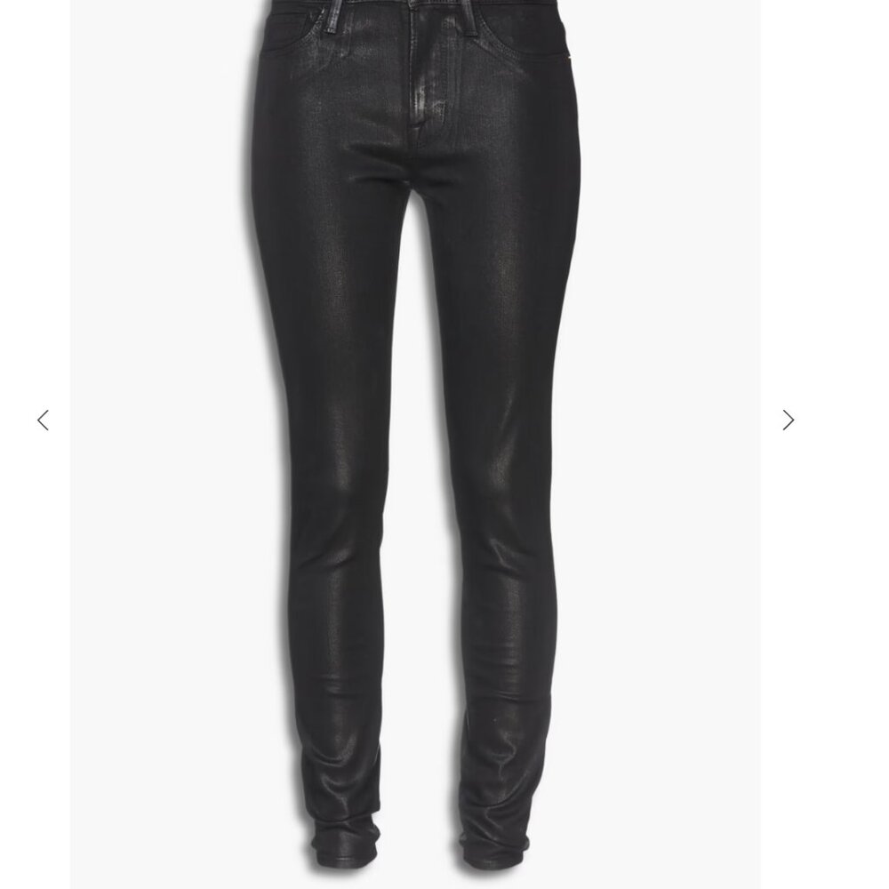 NWT $253 Frame le skinny de Jeanne coated black stretchy jeans 25 - Picture 9 of 12